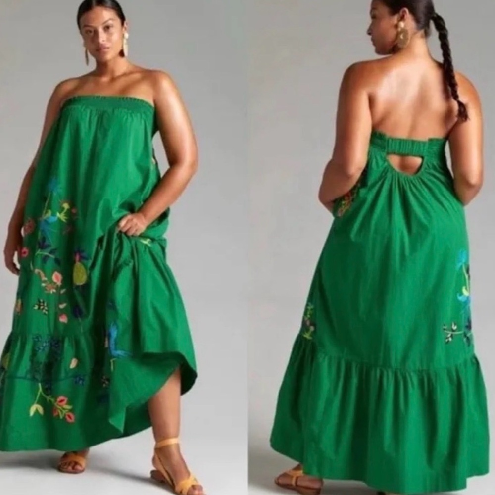 Anthropologie FARM Rio Embroidered Maxi Dress